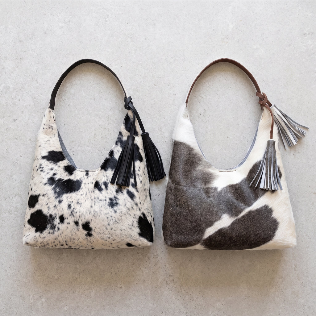 Bolsa Hobo de pelo de vaca, vista completa — INALIA Leather