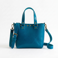Bolsa Mini Tote de piel Crazy color Azul Cerúleo, vista frontal