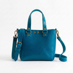 Bolsa Mini Tote de piel Crazy color Azul Cerúleo, vista frontal