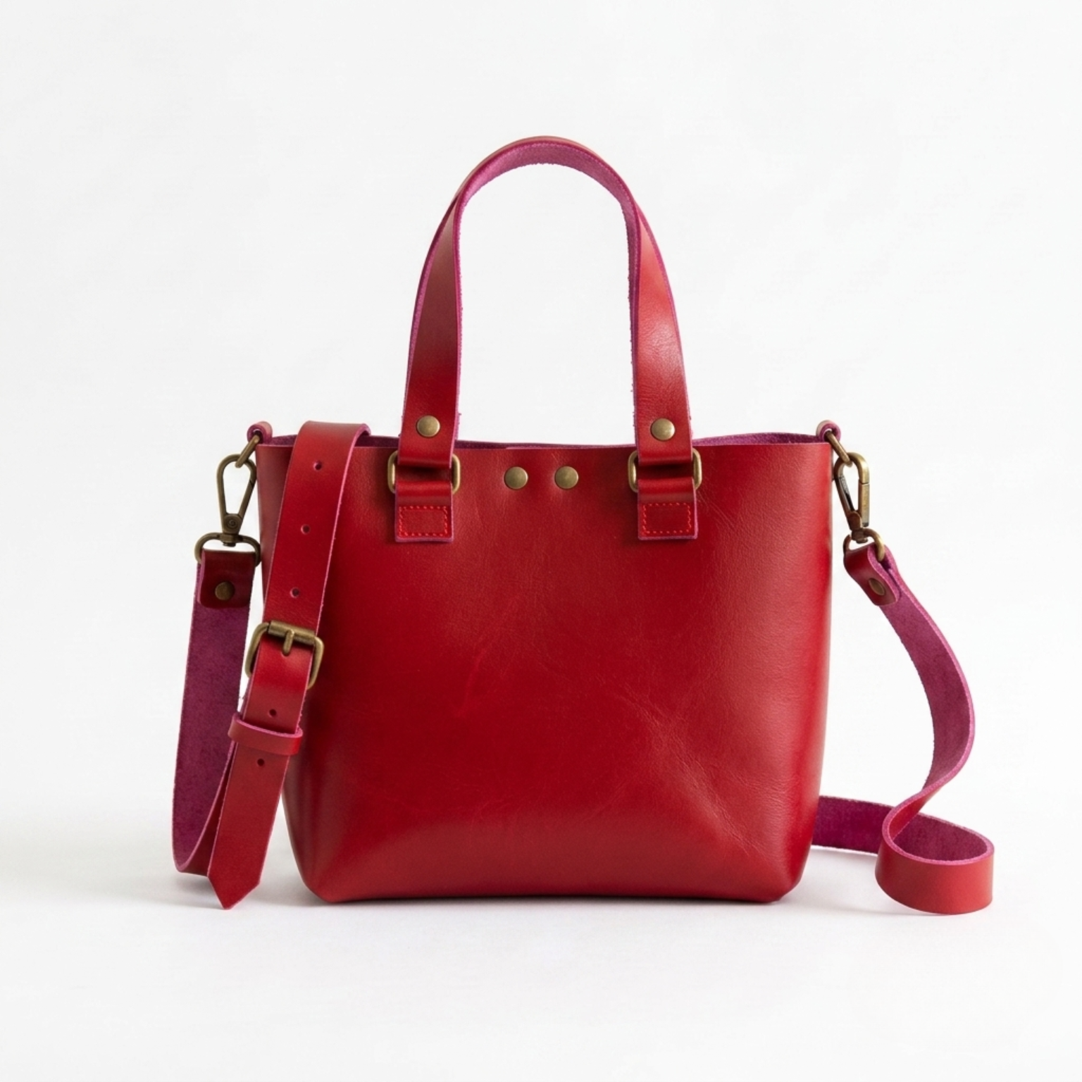 Bolsa Mini Tote de piel Crazy color Rojo, vista frontal