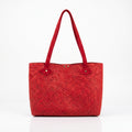 Bolsa Tote de piel gamuza con grabado floral, tonos vibrantes