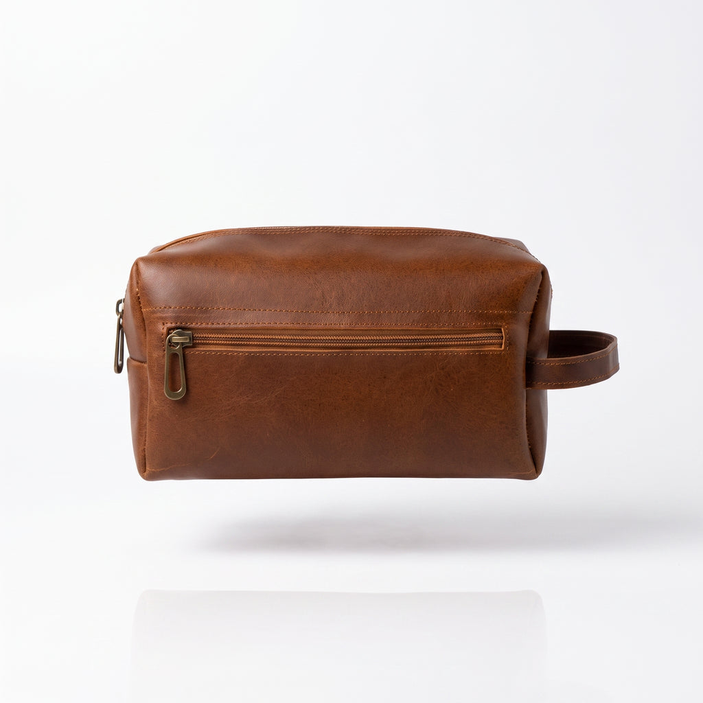 Neceser de Piel Pull-Up Color Miel – Dopp Kit Hecho a Mano