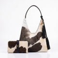 Combo Dúo Pelo de Vaca — Bolsa Hobo + Cartera Tote (Piezas Únicas)