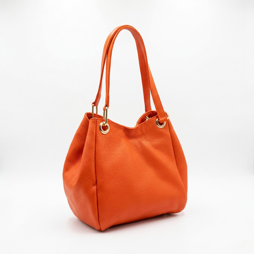 Bolsa Serena de piel Floater color Naranja, vista 3/4