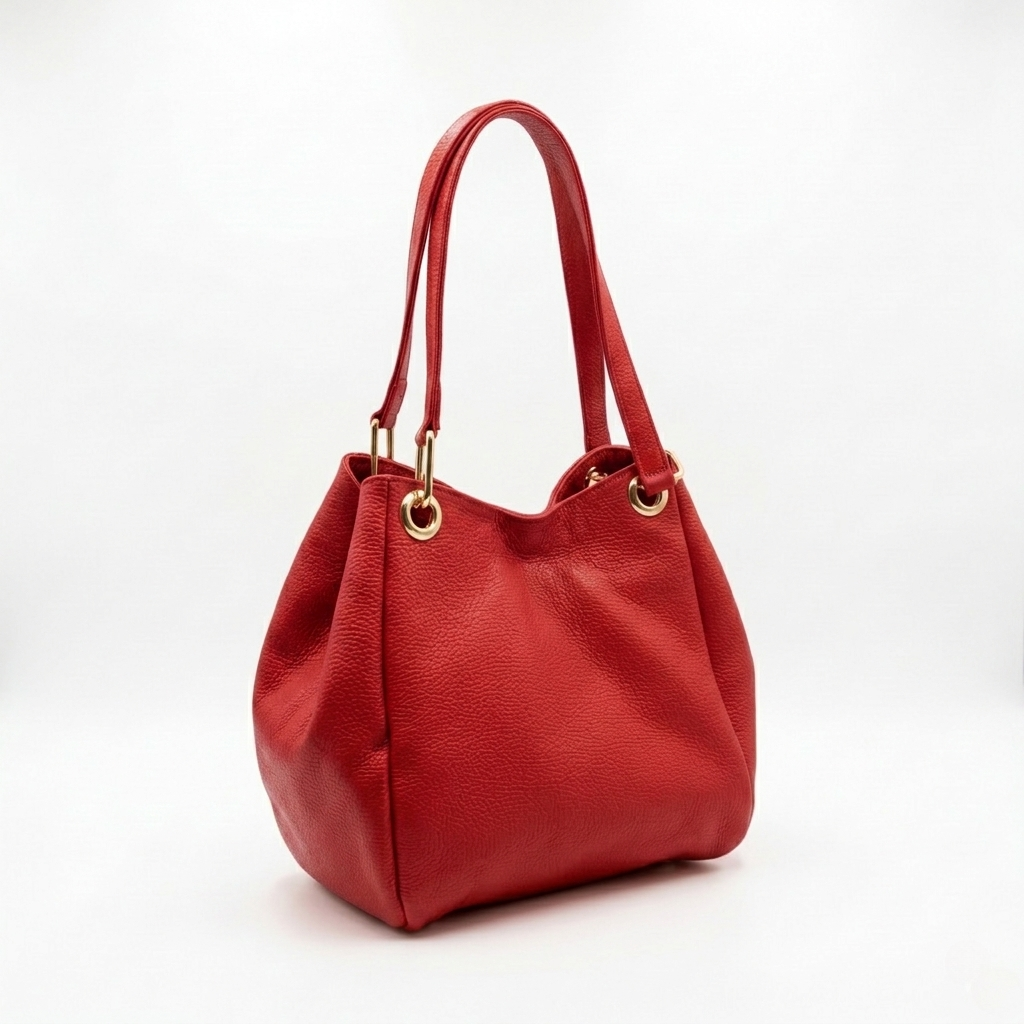 Bolsa Serena de piel Floater color Rojo, vista 3/4