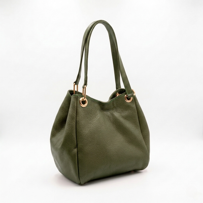 Bolsa Serena de piel Floater color Verde Olivo, vista 3/4