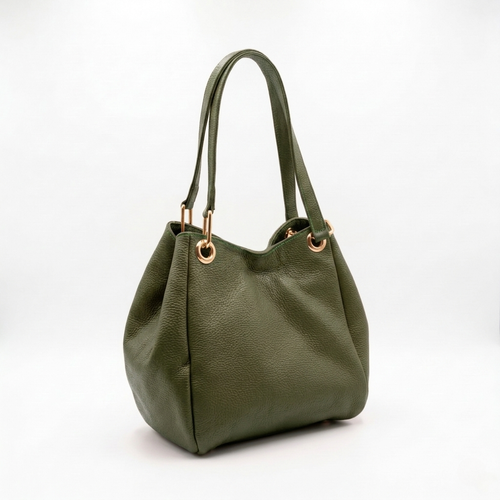 Bolsa Serena de piel Floater color Verde Olivo, vista 3/4