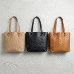 Bolsa Tote de Piel PullUp en Beige, Caramelo y Negro — INALIA Leather