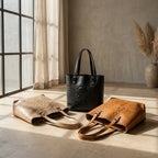 Bolsas Tote de Piel PullUp artesanales, toma de estudio — INALIA Leather