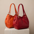Bolsas Serena de piel Floater en Naranja y Rojo, edición Tonos Vibrantes