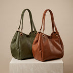 Bolsas Serena de piel Floater en Verde Olivo y Café, edición Tonos Tierra